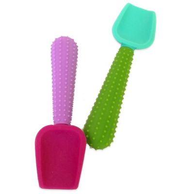 Silikids&reg; 2-Pack Silicone Feeding Spoons&trade; in Purple/Green
