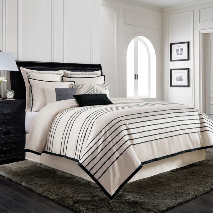 Wamsutta Manhattan Duvet Cover In Cream Black Bed Bath Beyond