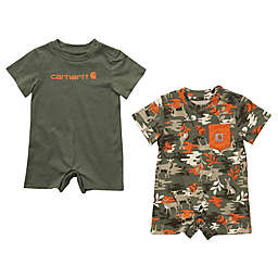 Carhartt® 2-Pack Short Sleeve Outdoor Camo Rompers in Olive Green