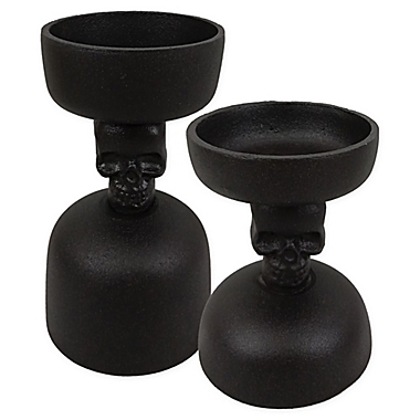 Studio 3B&trade; Halloween Pillar Candle Holder in Black. View a larger version of this product image.