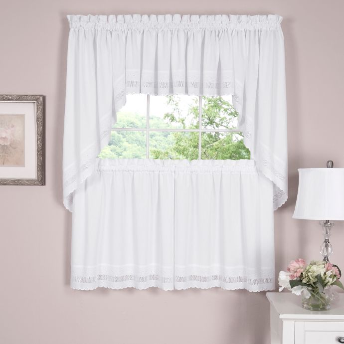 Danielle Embroidered Eyelet 38-Inch Window Swag Pair | Bed Bath & Beyond
