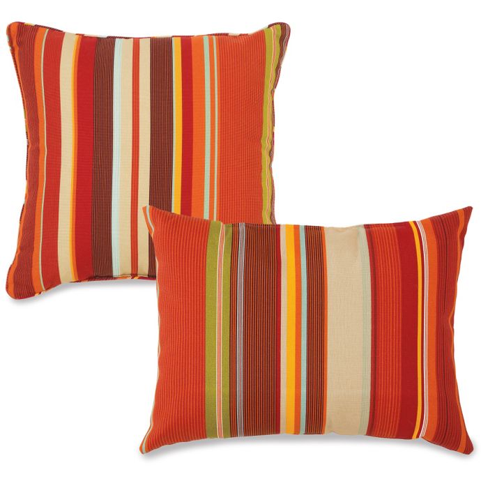 Outdoor Throw Pillows in Spice Stripe Bed Bath & Beyond