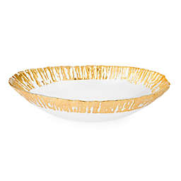 Classic Touch Trophy Scalloped Oval Glass Bowl