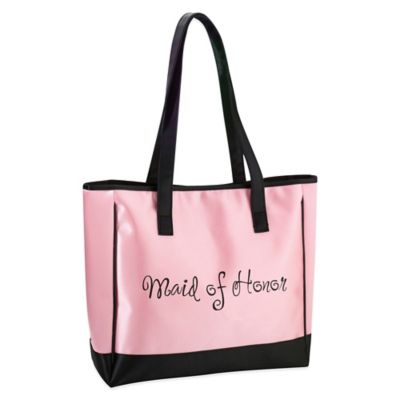 pink and black tote bag