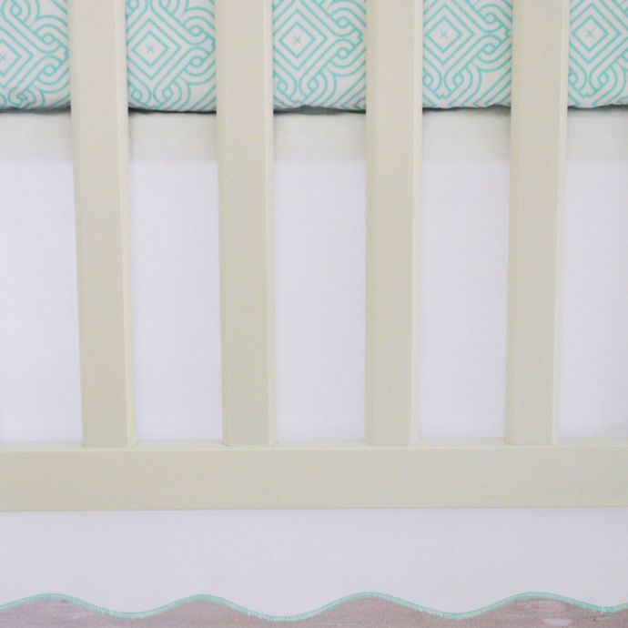 Oliver B Scallop Crib Skirt In White Sea Green Buybuy Baby