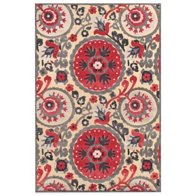 Weave &amp; Wander Azize Plush Chenille 2&#39;2 x 4&#39; Accent Rug in Cream/Mars Red