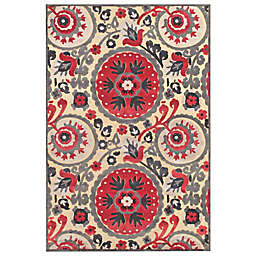 Weave & Wander Azize Plush Chenille Rug in Cream/Mars Red