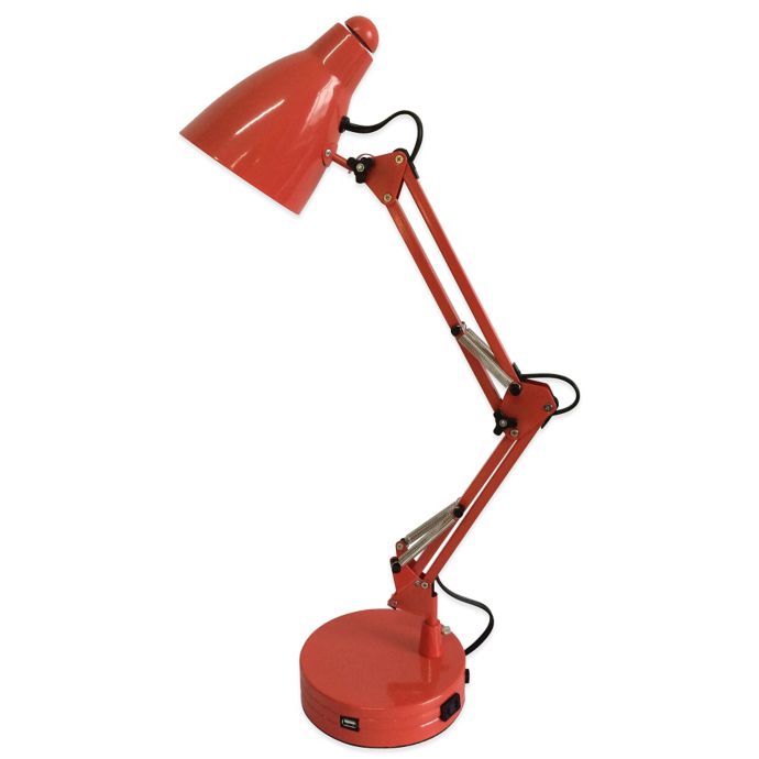 Equip Your Space Functional Architect Desk Lamp In Red Orange