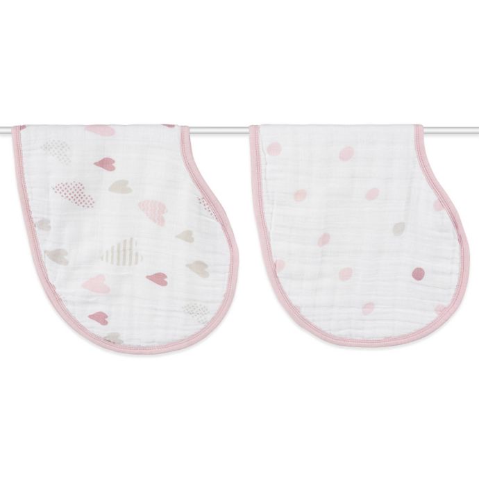 aden + anais® 2Pack Heartbreaker Muslin Burpy Bib in Pink Bed Bath & Beyond