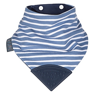 Cheeky Chompers&reg; Neckerchew&reg; Preppy Stripes 2-in-1 Teething Bandana Bib in Light Blue/Navy. View a larger version of this product image.