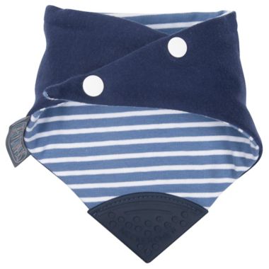 Cheeky Chompers&reg; Neckerchew&reg; Preppy Stripes 2-in-1 Teething Bandana Bib in Light Blue/Navy. View a larger version of this product image.