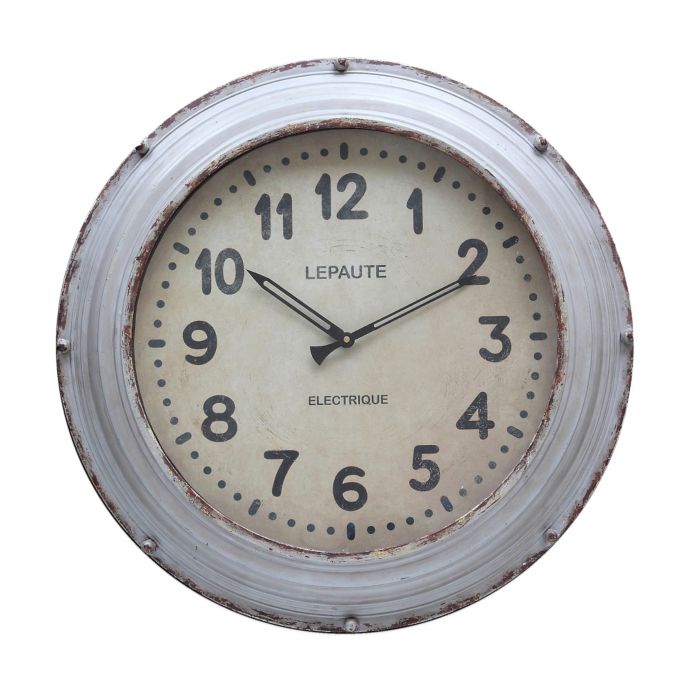 Round Metal Clock in Grey Bed Bath & Beyond