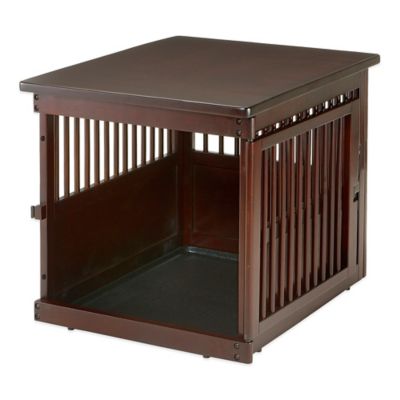 Richell Wooden End Table and Dog Crate in Brown