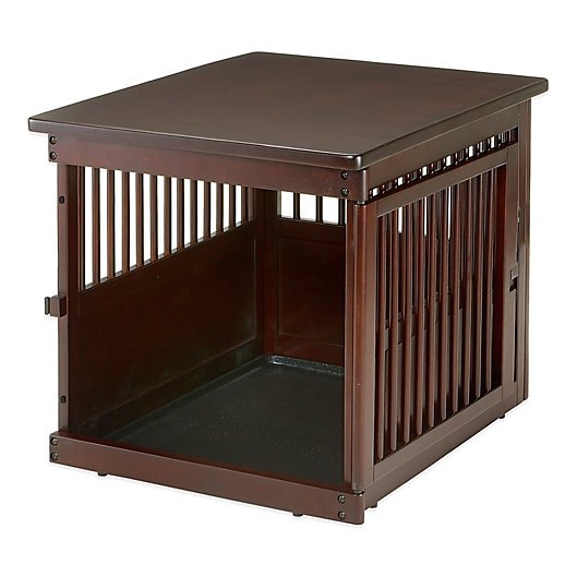 Alternate image 1 for Richell Wooden End Table and Dog Crate in Brown