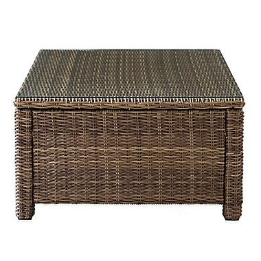 Crosley Bradenton Glass Top Wicker Coffee Table in Sand. View a larger version of this product image.