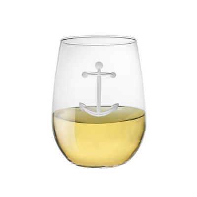 Rolf Glass Anchor Stemless Wine Glasses (Set of 4)