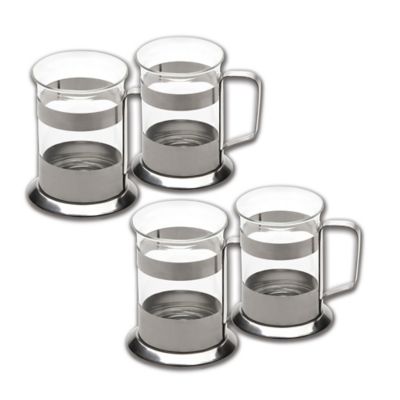 glass and metal coffee cups