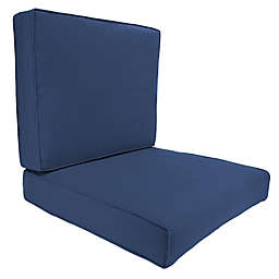 Solid 2-Piece Deep Seat Boxed Edge Chair Cushion in Sunbrella® Canvas Navy
