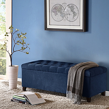 Madison Park Shandra Storage Bench in Blue. View a larger version of this product image.