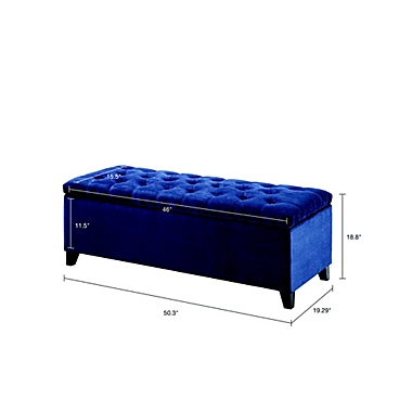 Madison Park Shandra Storage Bench in Blue. View a larger version of this product image.