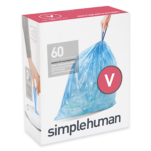Alternate image 1 for simplehuman® Code V 60-Pack 16-18-Liter Custom-Fit Recycling Liners in Blue