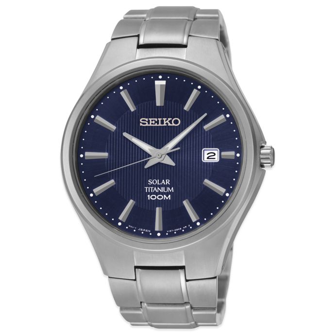 seiko solar blue dial men's watch