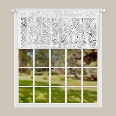 Today&#39;s Curtain Richard Macram 20-Inch Window Valance in White. View a larger version of this product image.