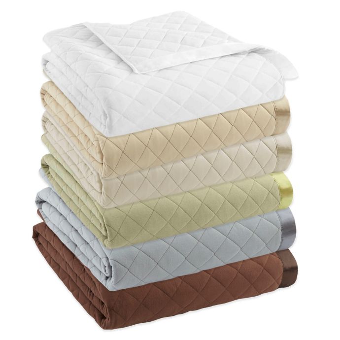 Micro Flannel® Quilted SatinTrimmed Blanket Bed Bath and Beyond Canada
