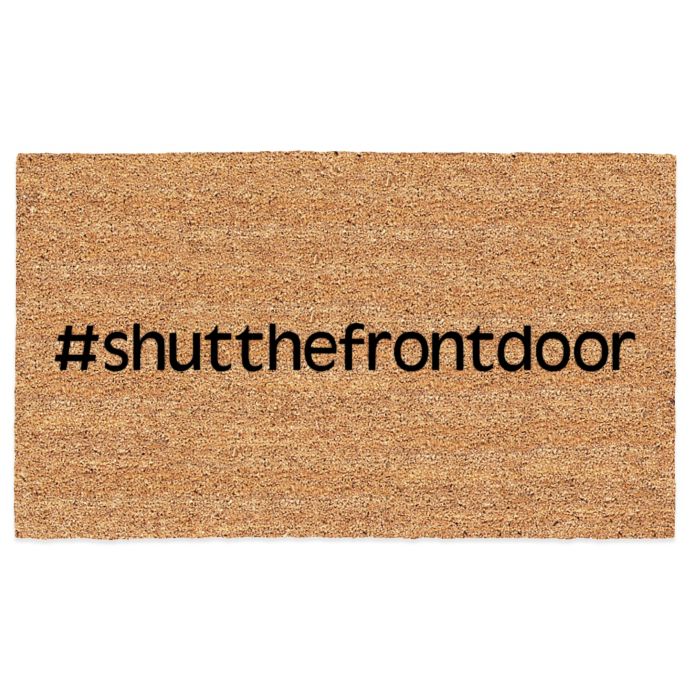 Shutthefrontdoor Coir Door Mat In Black Bed Bath And Beyond Canada