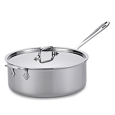 All-Clad D3 Nonstick 6 qt. Stainless Steel Covered Deep Saute Pan with Helper Handle. View a larger version of this product image.