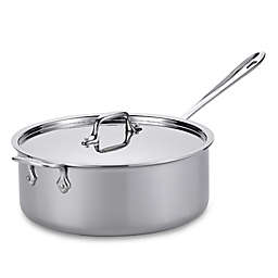 All-Clad D3 Nonstick 6 qt. Stainless Steel Covered Deep Saute Pan with Helper Handle