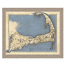 34-Inch x 28-Inch Framed Map of Cape Cod Landscape