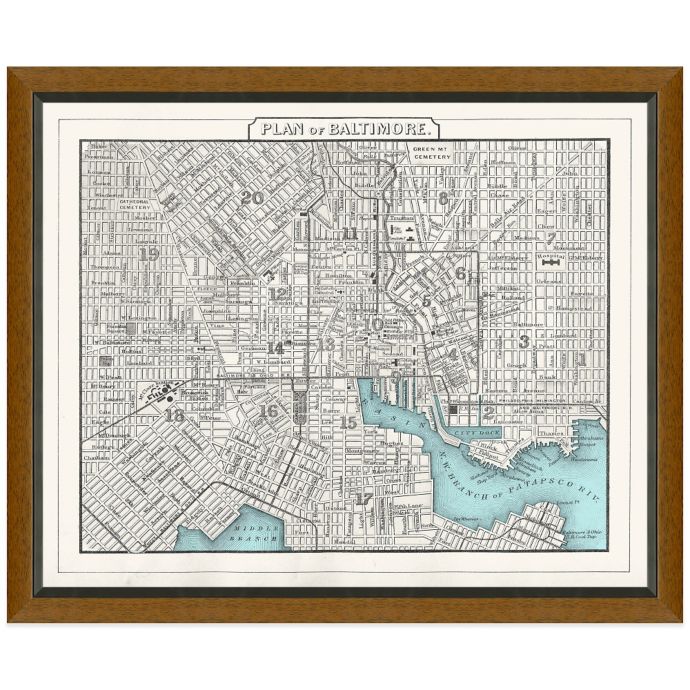 Framed Baltimore, MD Map Wall Décor | Bed Bath & Beyond