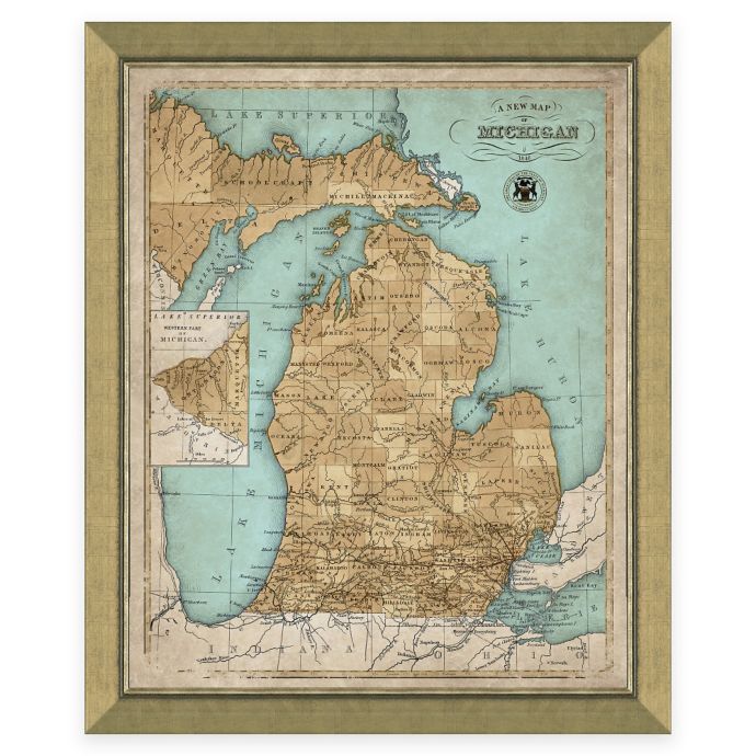Framed Map of Michigan Wall Décor | Bed Bath & Beyond