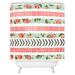 Deny Designs Floral Stripes and Arrows Shower Curtain in Pink