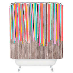 Deny Designs Iveta Abolina Stripe Happy Shower Curtain in Peach