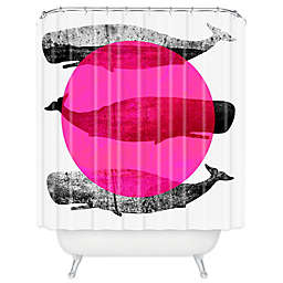 DENY Designs Elizabeth Fredriksson Whales Shower Curtain in Pink