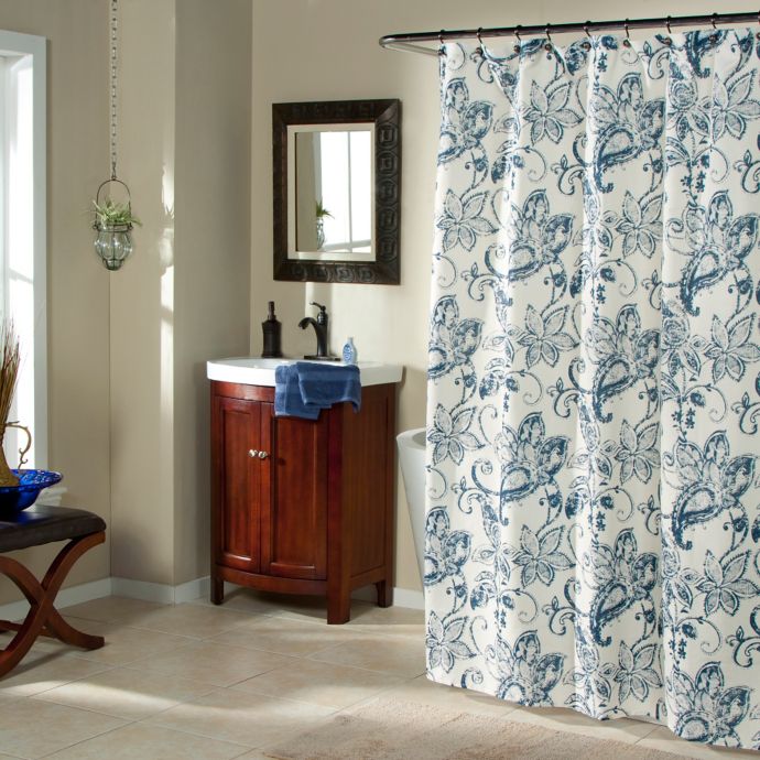 Batik Blossom Indigo Shower Curtain Bed Bath And Beyond Canada