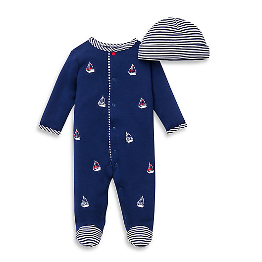 Alternate image 1 for Little Me® 2-Piece Sailboats Footie and Hat Set