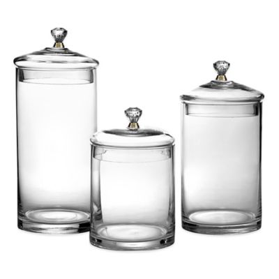 glass canister set with wooden lids