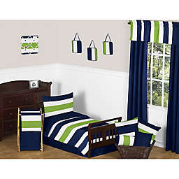 Sweet Jojo Designs Navy and Lime Stripe Toddler Bedding Collection