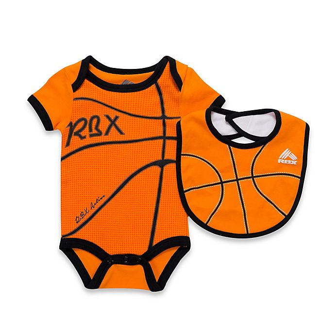 Rbx 2 Piece Basketball Bodysuit And Bib Set In Orange Bed Bath