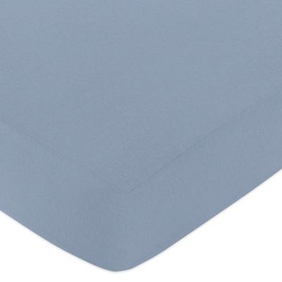 light blue crib sheet