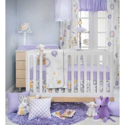 purple and grey nursery bedding