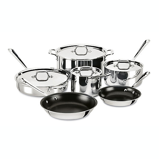 Alternate image 1 for All-Clad D3 Stainless Steel Nonstick 10-Piece Cookware Set