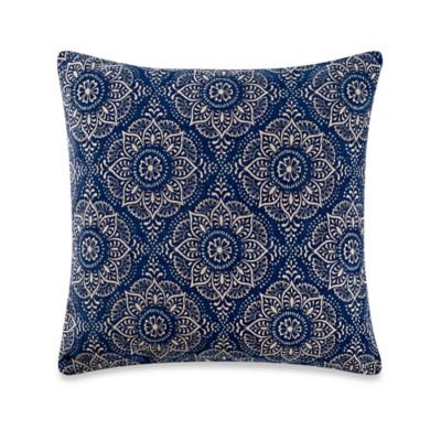 Casbah Tile Square Throw Pillow in Navy | Bed Bath & Beyond