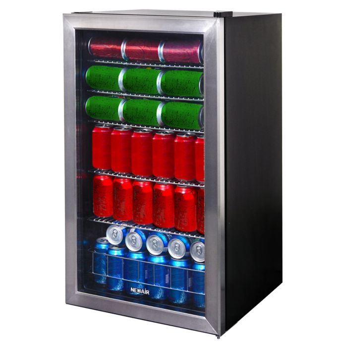 NewAir® Beverage Refrigerator 126 Can Cooler in Stainless Steel Bed