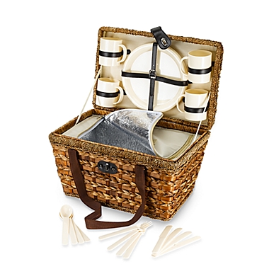 Bamboo 21-Piece Insulated Picnic Basket. View a larger version of this product image.
