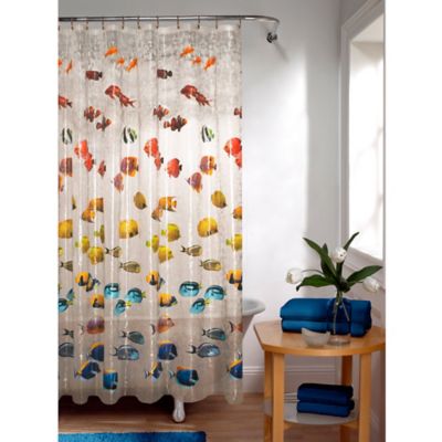 clear shower curtain with design