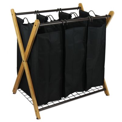 Oceanstar X-Frame Bamboo 3-Bag Laundry Sorter